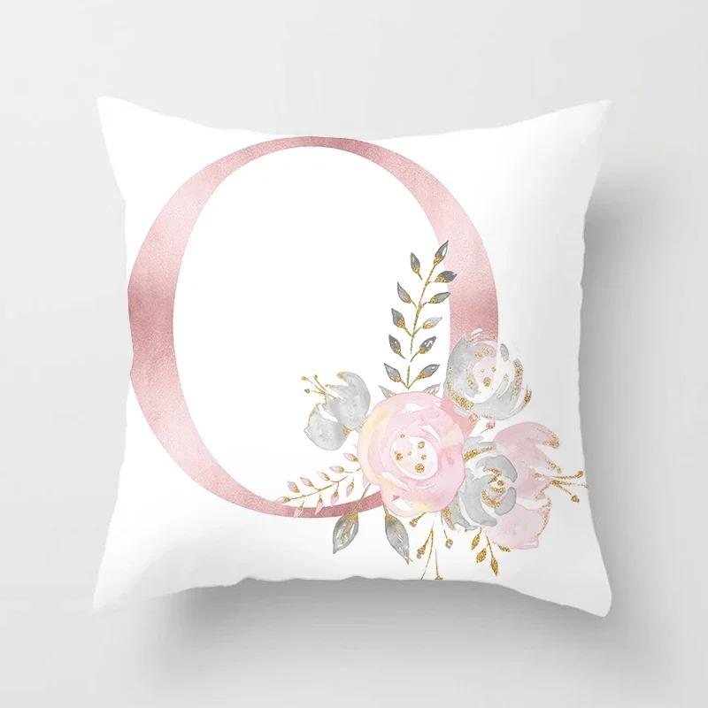 Sweet Pink Pillowcase Decoration 26 Letters Pillowcase Pillowcase Car Cushion Cover Home