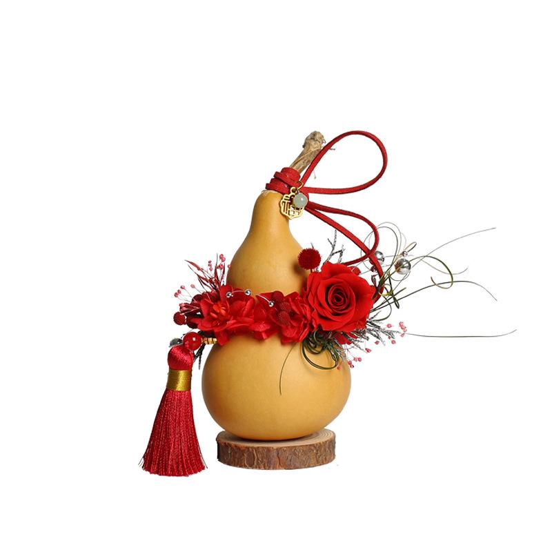 Lu Yi Handmade Eternal Flower Fortune and Prosperity Car Hanging Pendant - Chinese Style New Year Blooming Rose Gourd Decor.