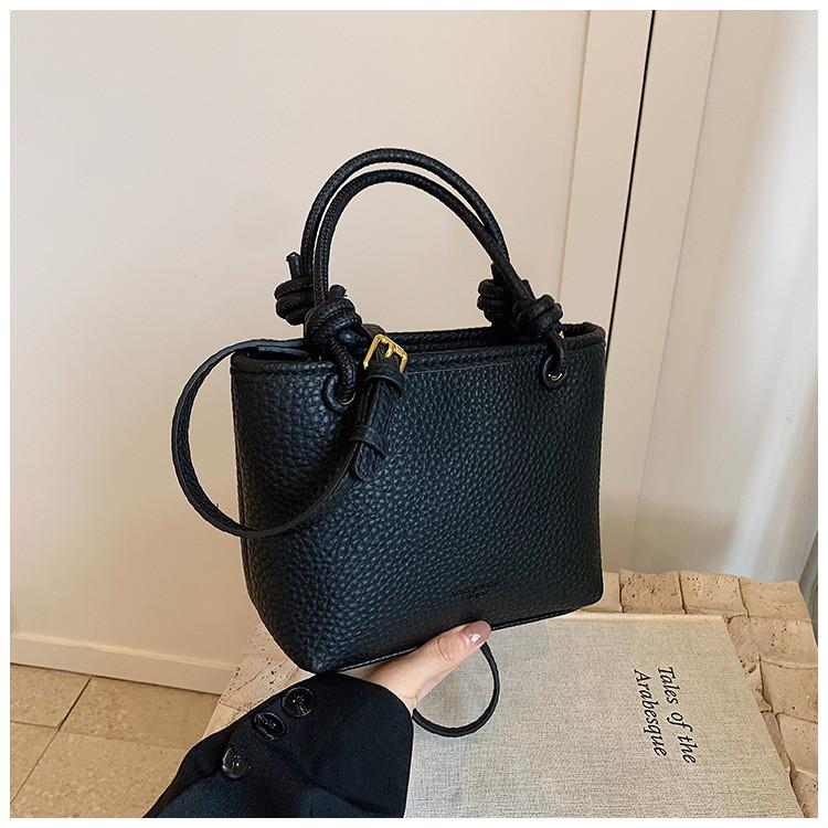 Ielgy Simple Fashion Handbag All-Match High-End Texture Western Style Cross-Body Bucket Bag