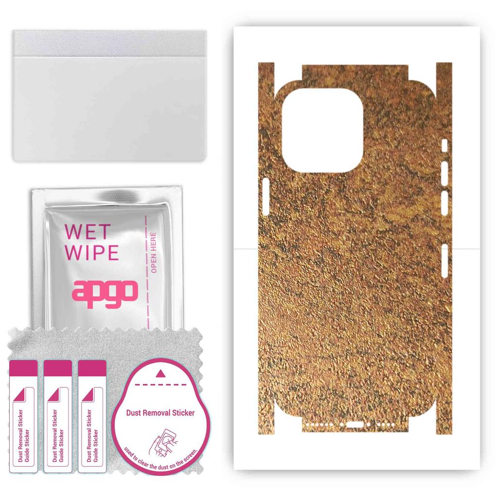 apgo Protective Skin Sticker for the back+sides compatible with Apple iPhone 14 Pro Max, Full Wrap Film, Foil, Vinyl - Pattern Rusty Copper