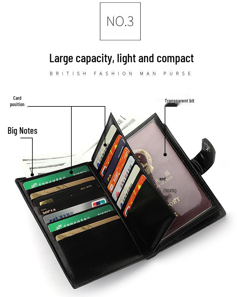 Retro Multifunctional Passport Holder with Zipper - Multi-Card Slots for ID, Credit Cards, and Boarding Passes