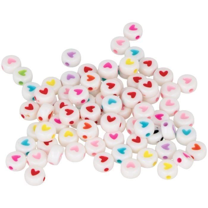 Perles acryliques - Multicolore - Coeur - 7 mm - 300 pcs - Bijoux personnalisés
