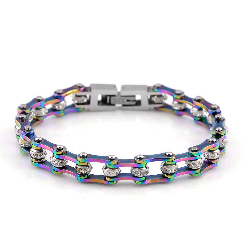 Stainless Steel Bike Chain Bracelet: Custom Colors for Couples & Bikers