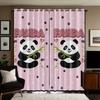 Set Of 2 Pink Heart Shaped Panda Print Perforated Curtains Multiple Sizes Living Room Insulation Decoration Easy Install Curtain Darkening Polyester