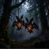 2PCS Openwork Gothic Style Halloween Bat Light Glowing Halloween Bat Lampshade  Ghost Festival