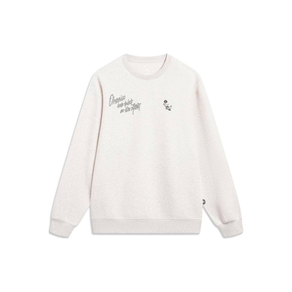 Li Ning Badfive Písmenová mikina přes hlavu Pánské mikiny Květinová-Šedá Dlaždicová-Šedá AWDT463-4