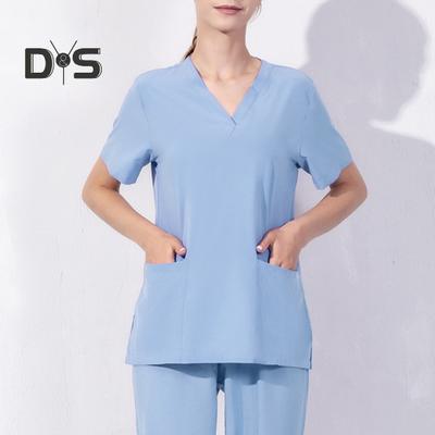 Camisetas de uniforme de quirófano con cuello en V y mangas cortas, bolsillos con abertura lateral, camisetas de trabajo para hospital, camisetas para enfermeras y cirugías dentales, ropa de trabajo