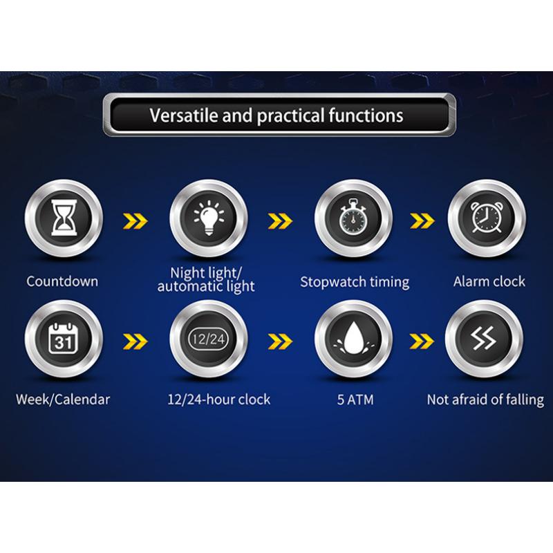 SANDA Luxury Men's Electronic Digital Watch Outdoor Sports Waterproof Countdown Men's Electronic Watch Alarm Clock