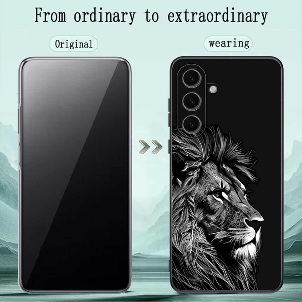 Coole Königslöwen-Mode-Muster-Design Handyhülle Für Samsung Galaxy S25 S24 S23 S22 S21 S20 Plus Ultra Note20 Weich Schwarz