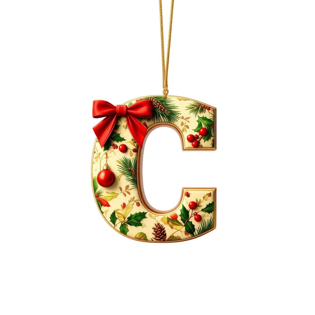 2D Flat Acrylic Christmas Letter Ornaments 26 Piece Set for Holiday Hanging Decor