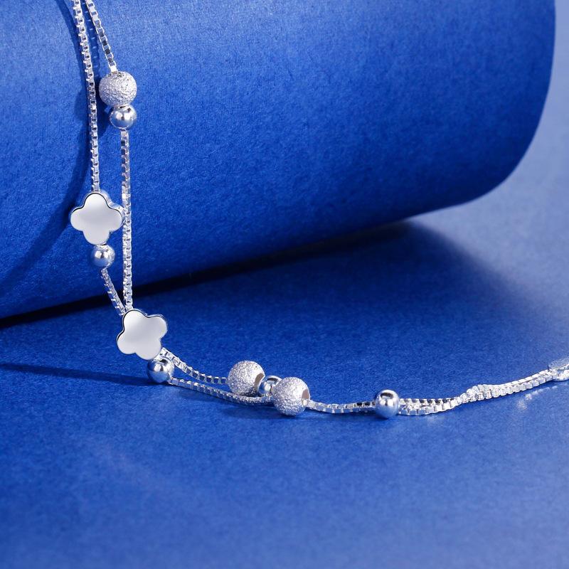 Four-leaf Clover Double-layer Bracelet Women's Fashion Simple Personality Versatile High-end Design Hand Jewelry