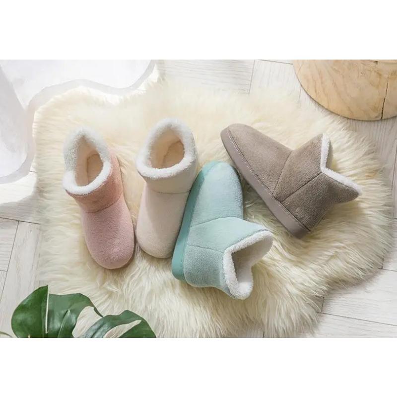 2025 Winter Warm Shoes Woman Men Indoor Slippers Soft Plus Couples Home Floor Snow Boots Anti-slip Female House Footwear