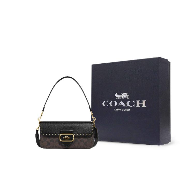 New COACH Morgan 27 Shoulder Bag In Colorblock Signature Canvas With Rivets CE563-IMOSN