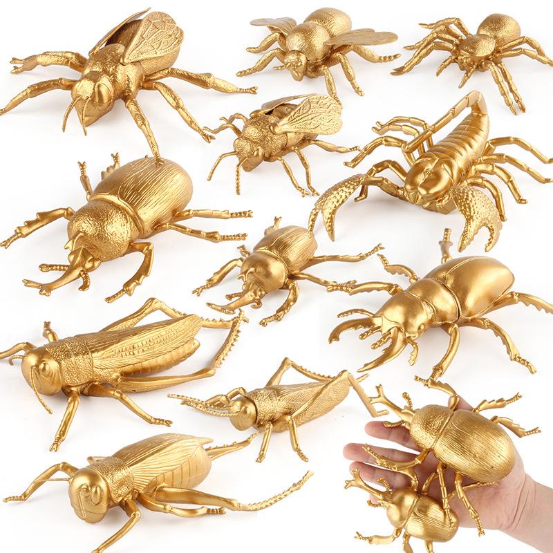 Simulated Insect Animal Model Gold Edition Mini Monarch Fairy Scorpion Bee Insect Set Toy