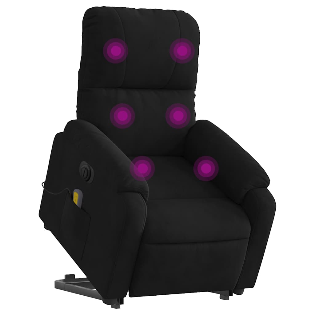 Vidaxl Lift Recliner Massage Chair, Reclining, Black, Microfiber