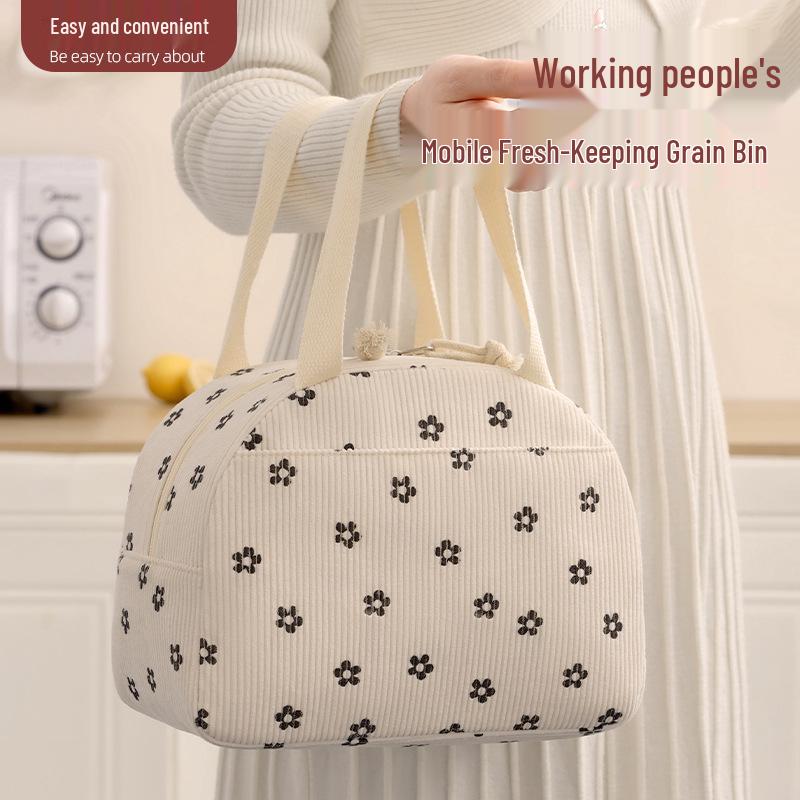 Kordfløyel Isolert Bento Lunsjveske - Ideell for Studenter og Kontorarbeidere