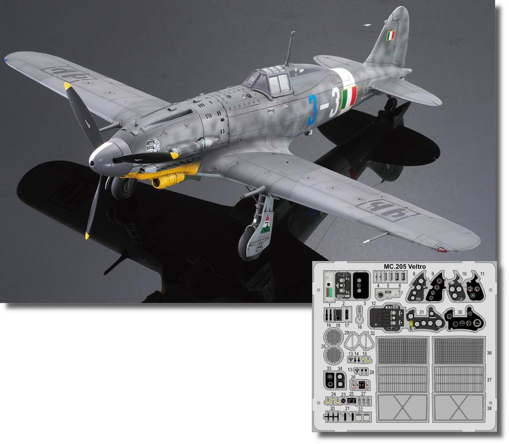 PLATZ Italeri WWII Italian Macchi Veltro with Parts Plastic Model Kit IT2519SP 1/32 MC.205 Photo-Etched (Airplane)