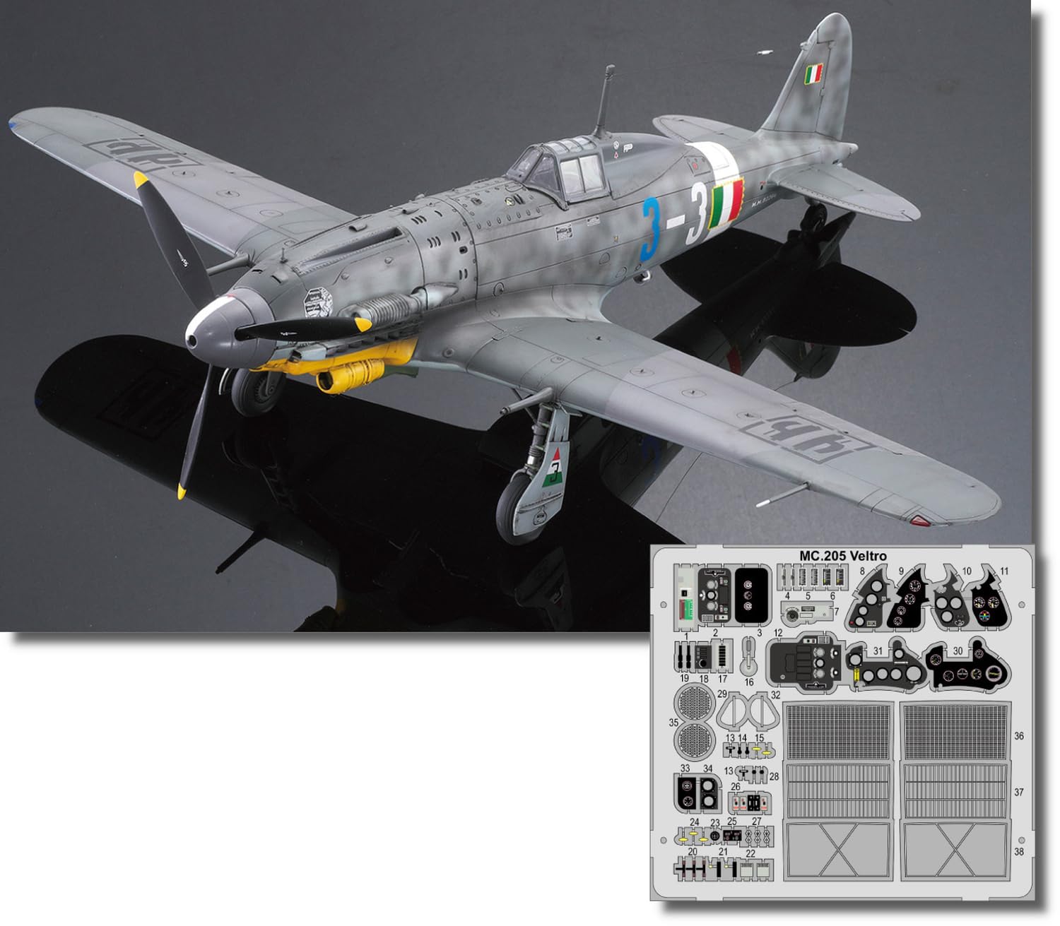 

PLATZ Italeri 1/32 WWII Italian Macchi MC.205 Veltro with Photo-Etched Parts Plastic Model Kit IT2519SP (Airplane)