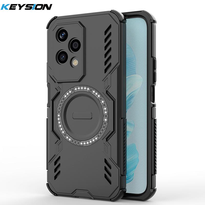 KEYSION Hollow Heat Dissipation Case for HONOR 200 5G Magnetic Cooling Shockproof Phone Back Cover for Huawei Honor 200 Lite 5G