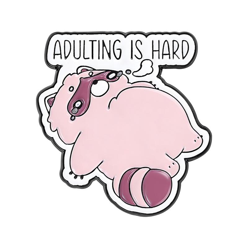 Adulting Is Hard Enamel Pins Tired Trash Panda Brooches Lapel Badges Raccoon Cute Animal Jewelry Gift for Friends