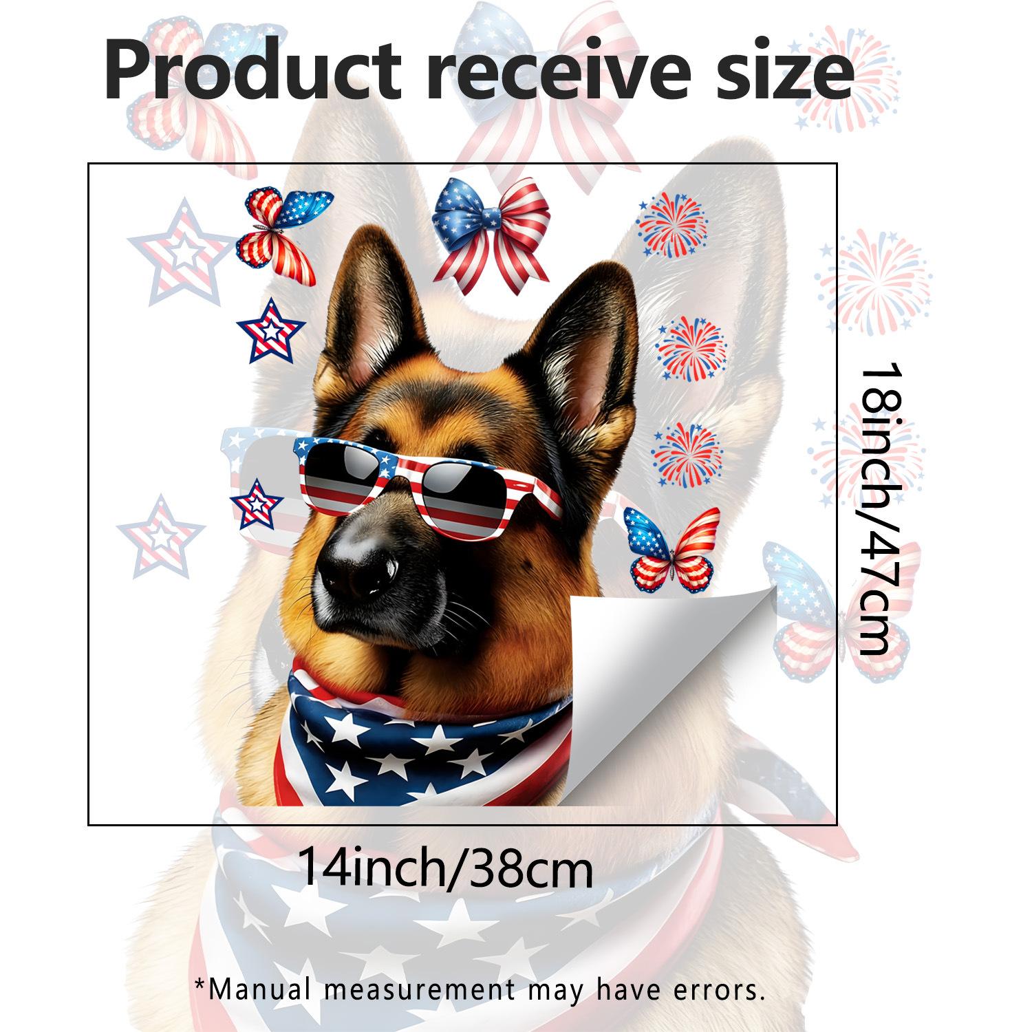 

Independence Day Sheepdog Wearing Sunglasses and Bow Static Cling Window Sticker for Kitchen Bathroom Living Room Home Decor 38x47cm разноцветный