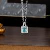 Burmese Blue Water Jade Gourd Pendant Necklace with S925 Silver - Chinese Style for Women