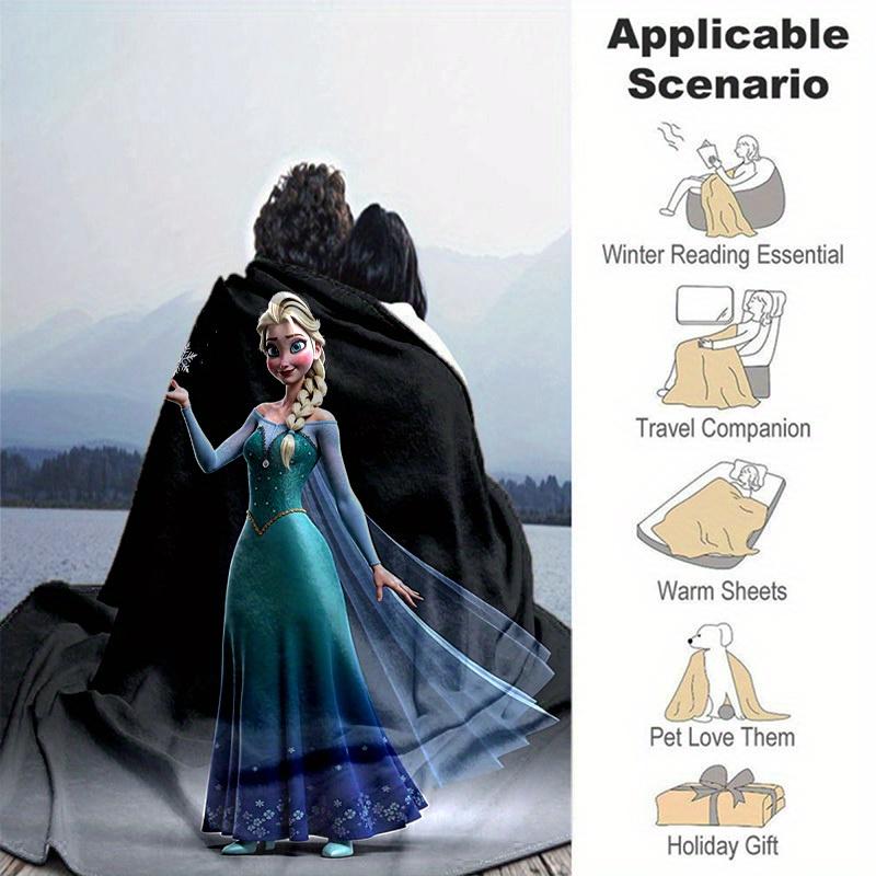 1pc. Cartoon Elsa Blanket, Seasonal Universal, Home Decoration, Throw Blankets, Soft Flannel Throw Blanket, Versatile & Cozy for Bedroom, Ca