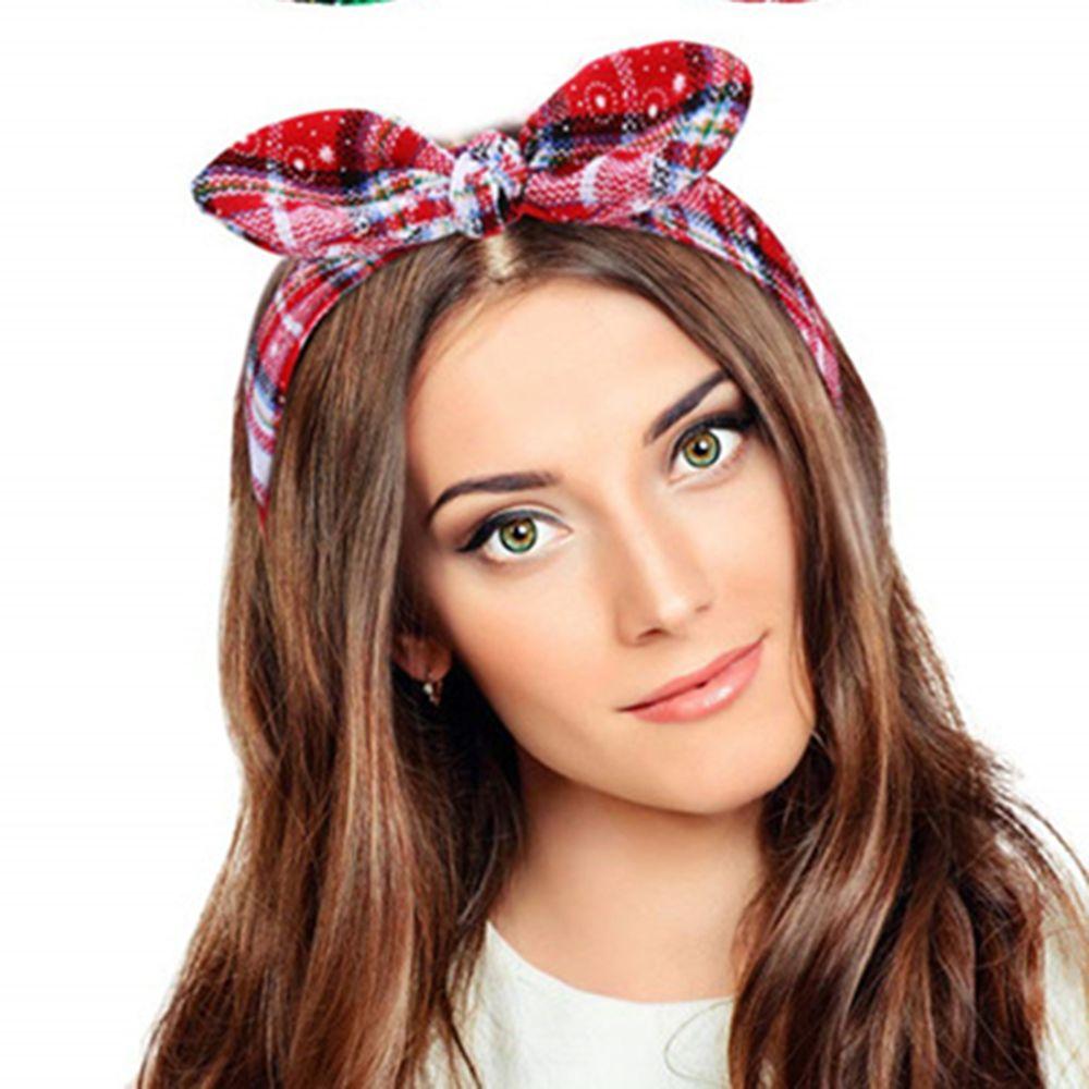 Decorations Navidad Decor Bowknot Snowflake Xmas Garland Christmas Grid Headband New Year Gift