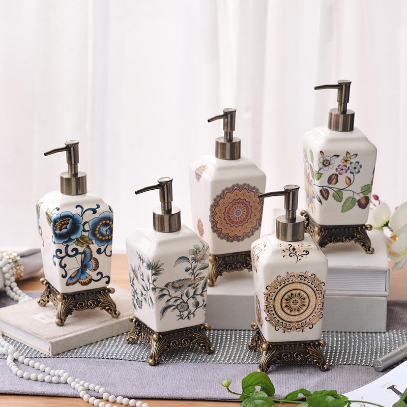 Creative Crack Floral Ceramic Lotion Bottle Bathroom Shampoo Shower Gel Dispensing Bottle Soap Dispenser Bathroom Accessories