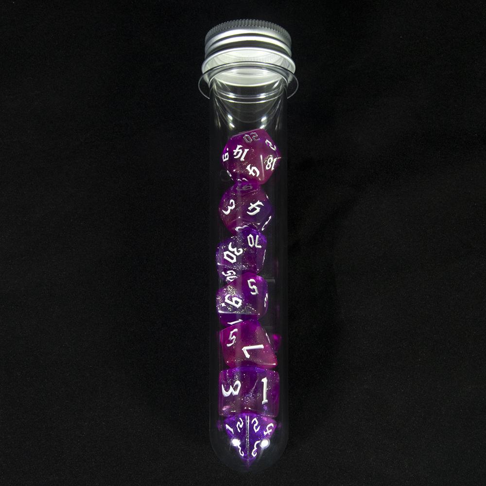 7pcs Game Dice Set Glitter Colored Polyhedral Dice D4-D20 with Tube for Table Game, Gaming Gift