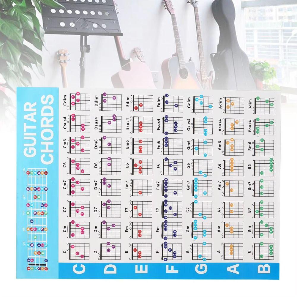 Printed Vinyl Paper Guitar Practice Chord Chart Coated Paper Chord Fingering Diagram For Kids