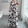 Fashion Summer Spring Short Sleeve V-Neck Casual Dresses