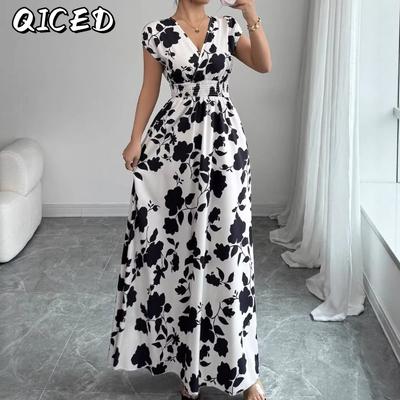 Fashion Summer Spring Short Sleeve V-Neck Casual Dresses