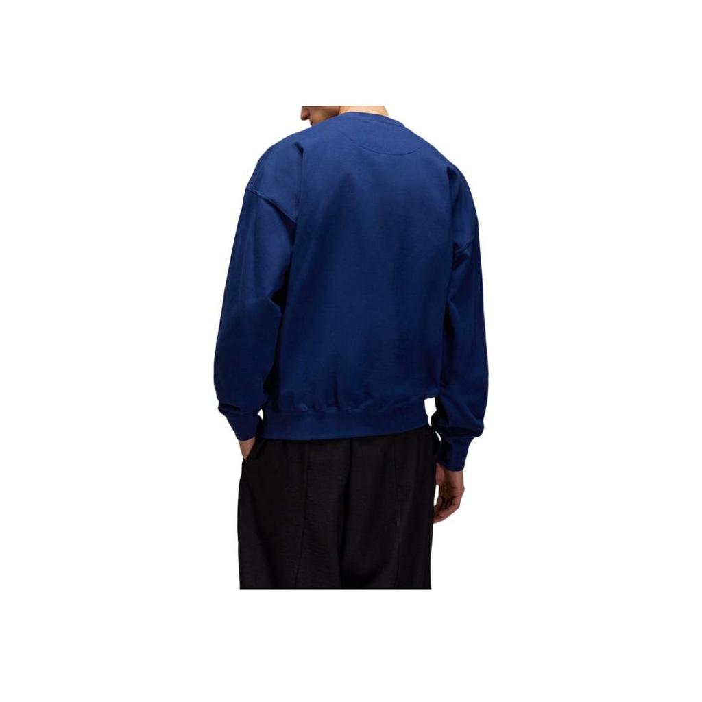Y-3 Solid Color Round Neck Drop Shoulder Long Sleeve Sweatshirt Men sweatshirt Dark-Blue JM7867