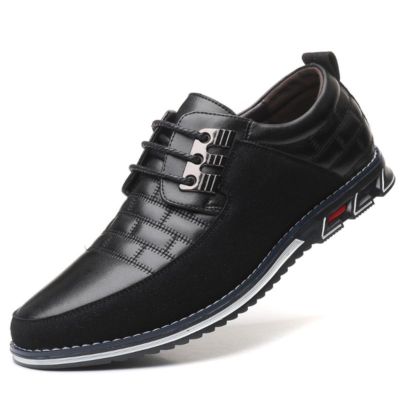 Autumn Winter Casual Shoes Korean Style Trendy Black Bottom Men's Business Leather Shoes Lace-Up Leather Shoes Simple stylish