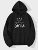 Unisex Black Oversized for Joyful Face Hooded Sweatshirt with "You Are The Best" Print - Soft Fleece Pullover, Kangaroo Pocket & Drawstring Hood, 100%