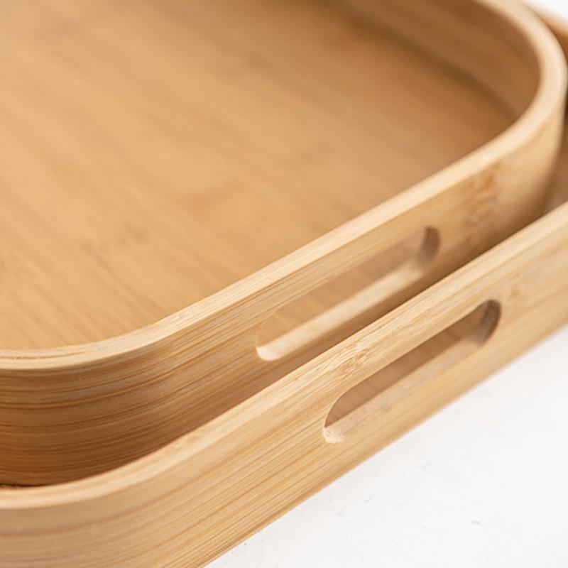 Bamboo Rectangle Serving Tray Wood Plate Tea Food Dishe Drink Platter Food Plate Dinner Beef Steak Fruit Snack Tray