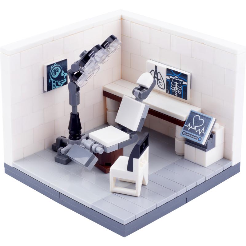 MOC City Church Bedroom Hospital Building Blocks Studio Christmas Cabin Mini Bricks Model Printed Figures Scene Kids Toys Gifts