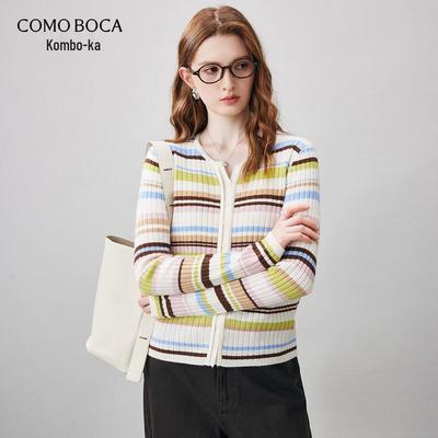 Women's Colorful Striped Wool Cardigan