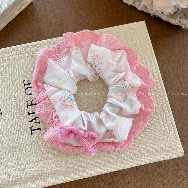Fabric plaid large intestine hair band female sweet small fresh tied hair rubber band girl heart personalized headdress