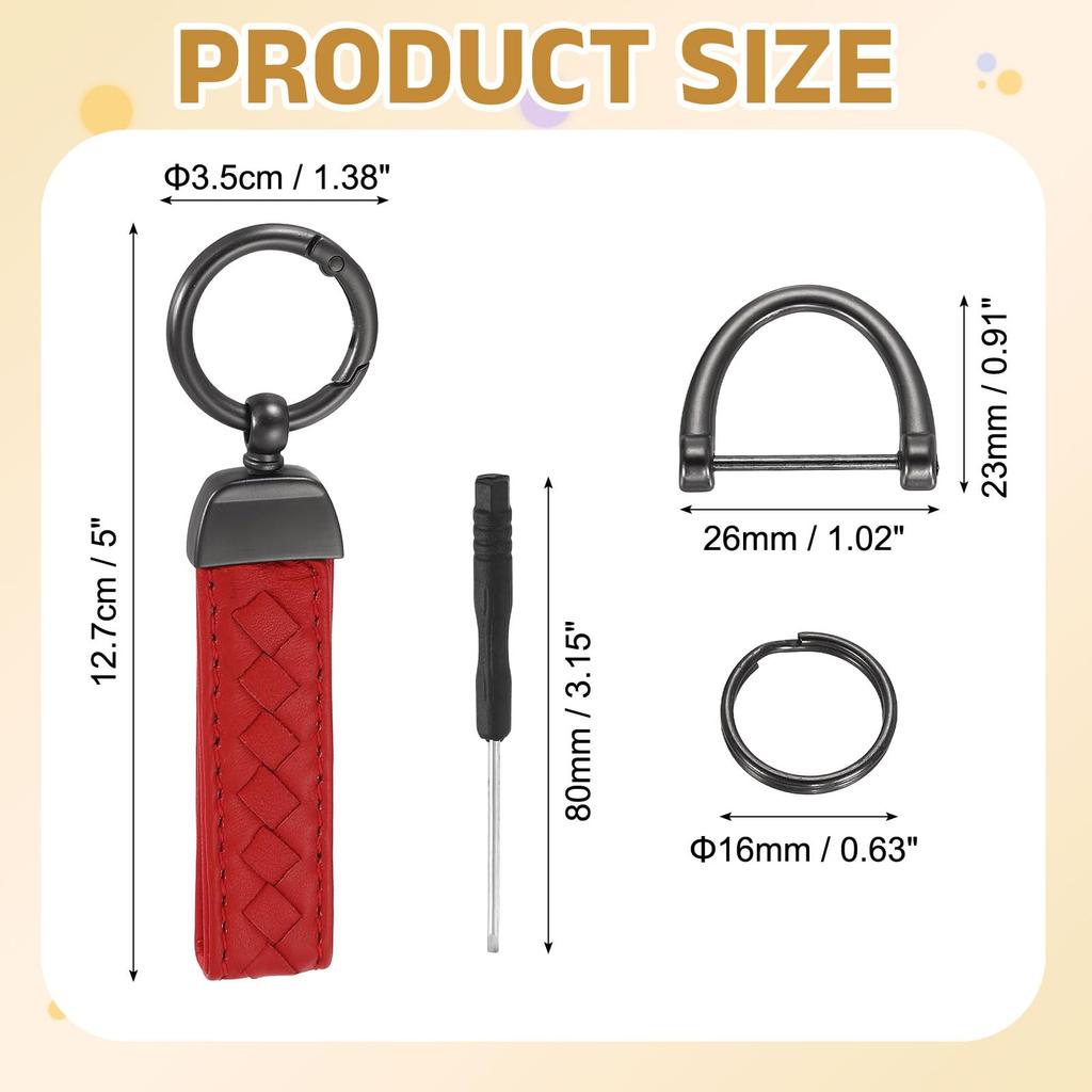 Leather Carjacket Univer Sul Keychain with Dark Gray for Women and Red [uxcell] Keychain, Anti-Loss D-Ring, Keyring, Men,