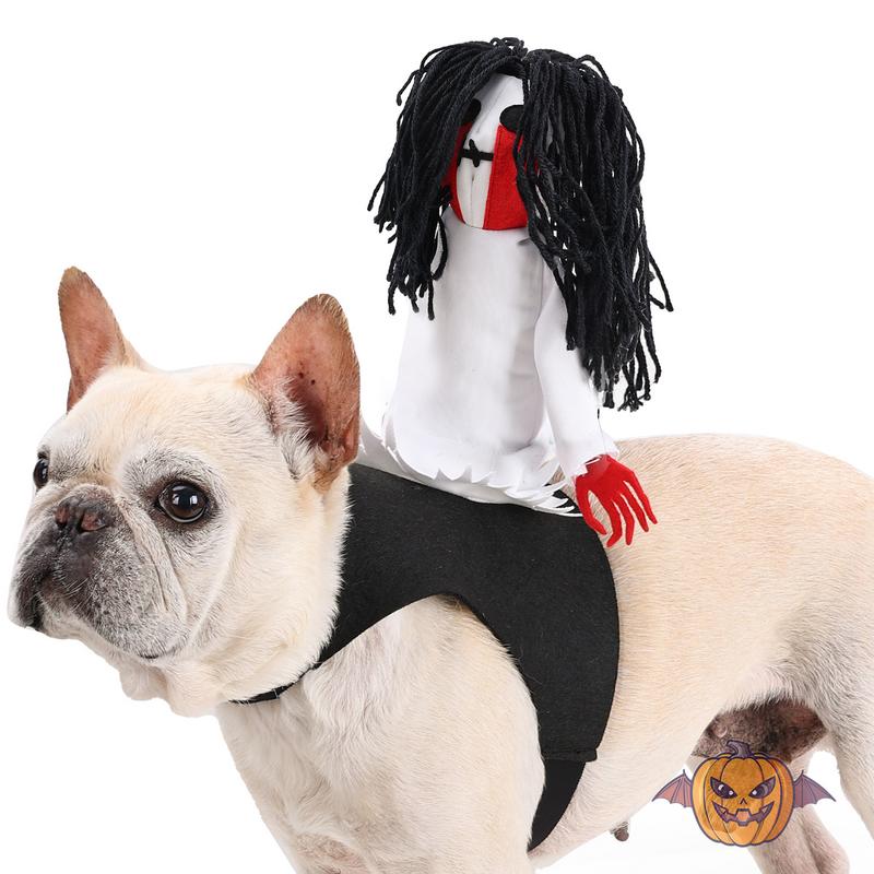 Dog Ghost Saddle Costume Halloween Dress-Up Pet Costumes Dog Halloween Cosplay Pet Ghost Riding Outfit Stylish Novelty Halloween