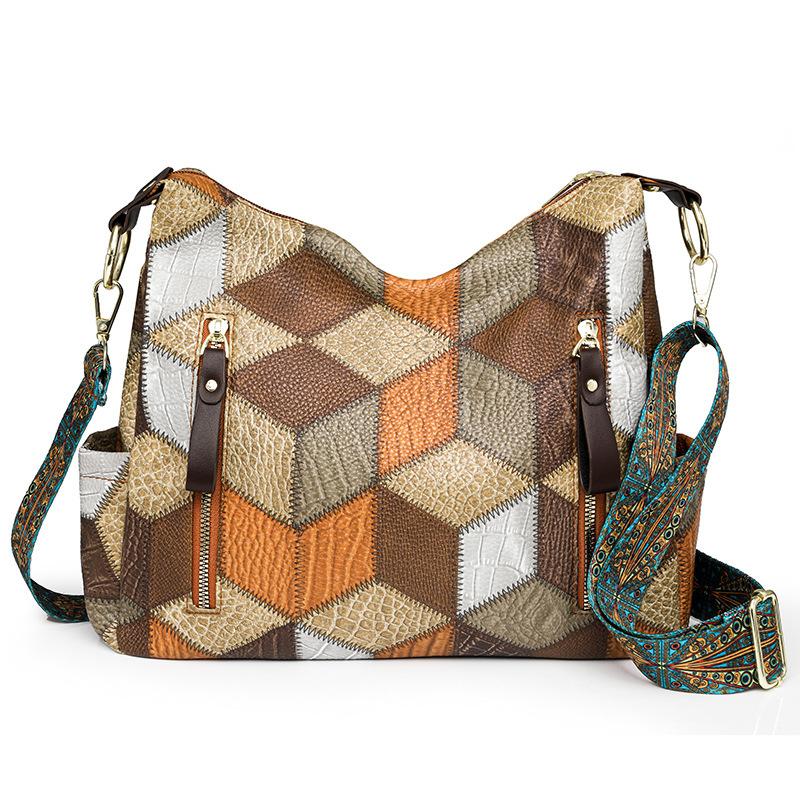 

Retro shoulder messenger bag new contrasting color medium and large capacity handbag tote women s bag