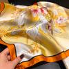 New temperament versatile cotton and linen elegant leaves big flower printing silk scarf scarf headscarf 71 square scarf double-sided