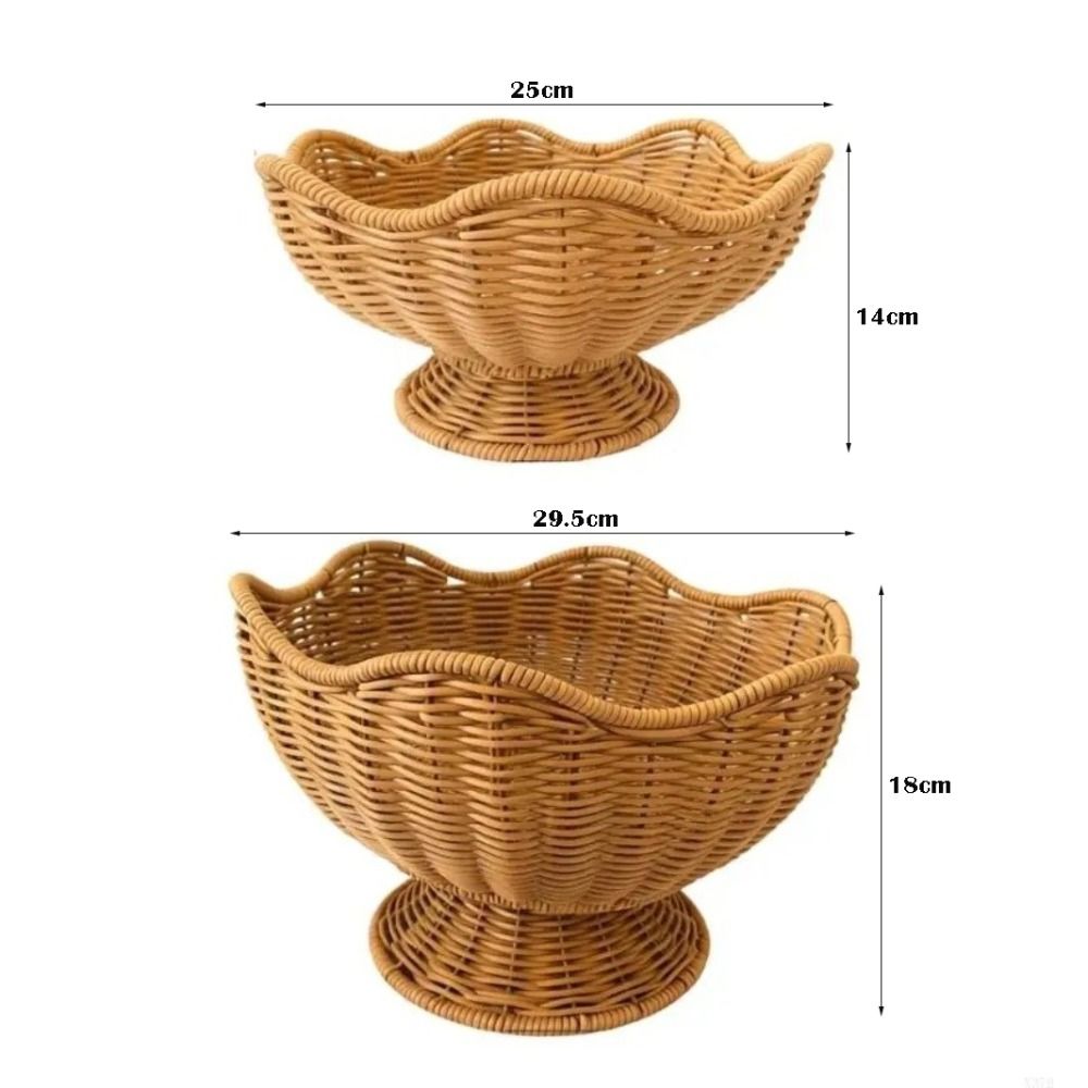 Multipurpose Fruit Basket Traditional Style Open Top Vegetable Basket Hand Woven Natural Rattan Storage Basket