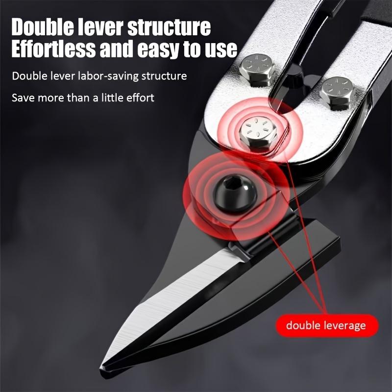 Heavy-Duty Tin Snips - Cr-V Steel Metal Cutter for Thin Steel Plates, Ergonomic Anti-Slip Grip, Light Gray/Black