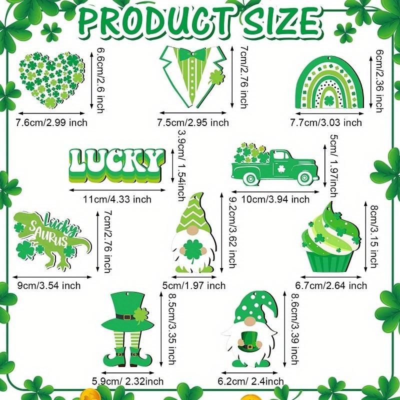 

10pcs/1set St. Patrick s Day Wooden Lucky Grass Decorative Pendant Irish Festival Clover Small Woodblock Party Crafts Decoration