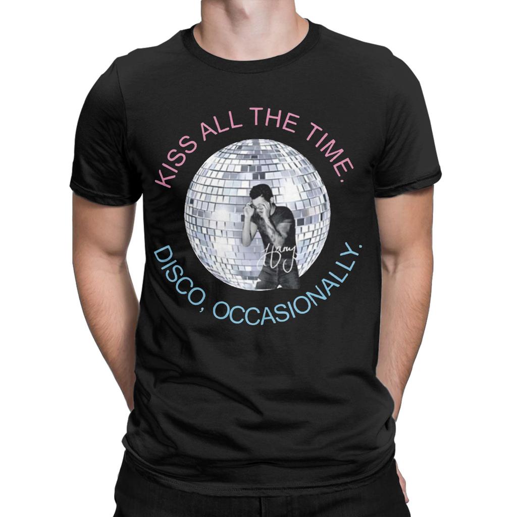 Harry Styles Kiss All The Time Disco Occasionally Mens T Shirt Tee Shirt Short Sleeve Crewneck TShirts 100 Cotton Clothes