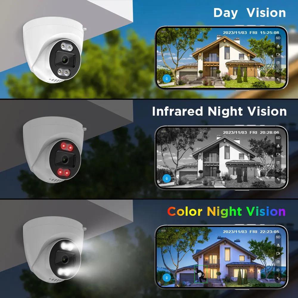 Dual-Light WiFi Wireless Dome Camera with HD Wide-Angle for Indoor Surveillance
