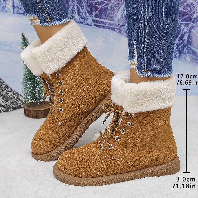 Winter New Block Heel Snow Boots Warm Fleece Lined